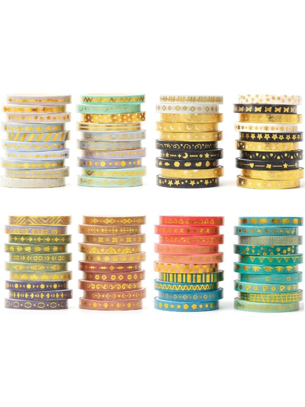Gold Washi Tape Set - 80 Rolls Decorative Masking Tapes for Crafts, Journals